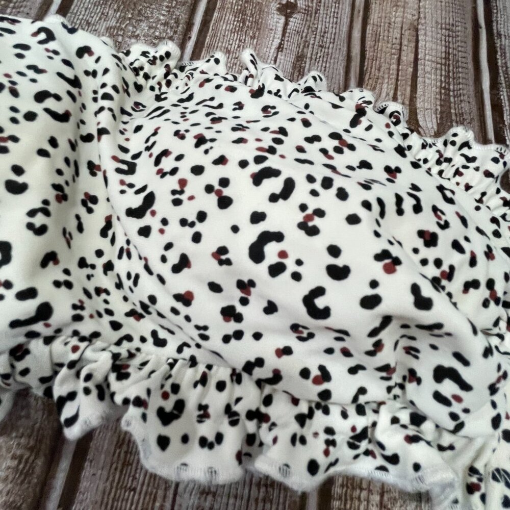 SHADE & SHORE Women's S Straples Ruffle White Animal Print Swimsuit Bikini Top - Picture 3 of 5